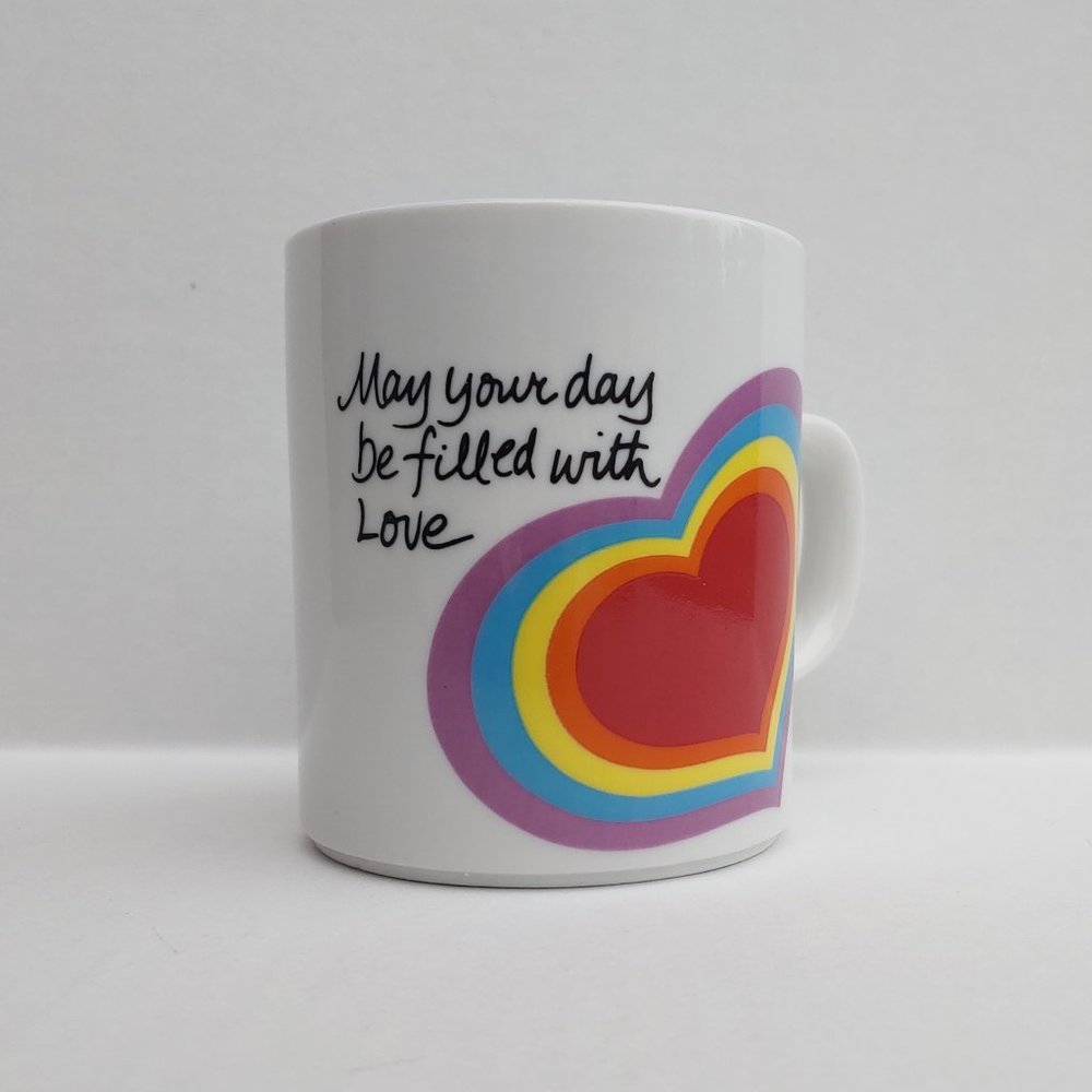 Vintage 1983 Avon rainbow heart mug, Pride, love